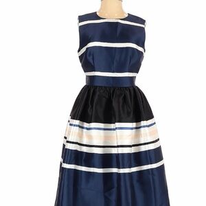 Kate Spade Navy and Black Striped Midi Dress